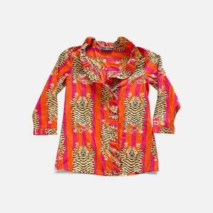 Liza Byrd Orange and Pink Tiger Print Kids Shirt